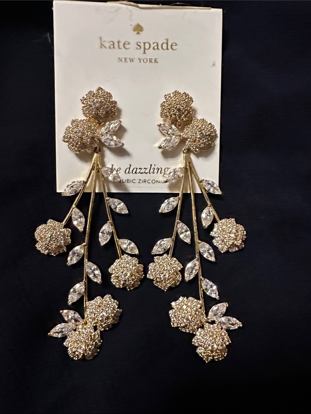 kate spade Gold Floral Crystal Vine Drop Earrings